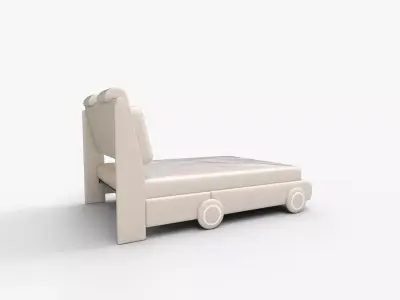 Keyluv Queen Led Car Bed Frame with Wheels Decor 3D model
