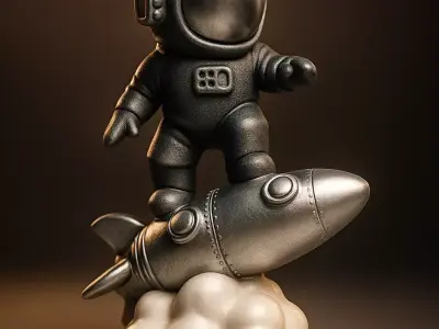 Astronaut on the Rocket Sculpture 3D print model