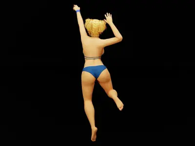 Volleyball Girl Smash Posing Low-poly 3D model