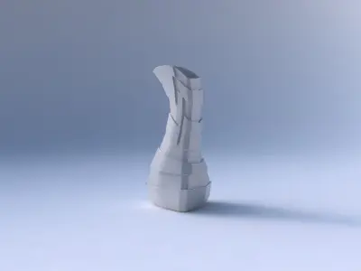 Vase puffy bent triangle with sharp ribbons 3D print model purchase