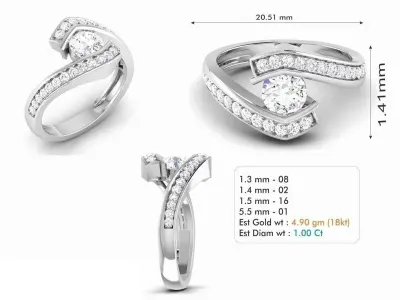 Diamond Solitaire Ring Jewellery for Women 3D print model 3D print model
