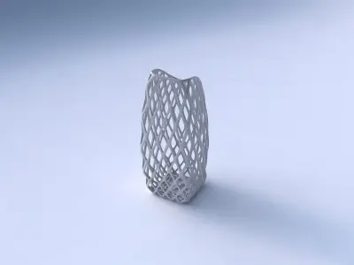 Vase arc rectangle with diagonal grid lattice 3D print model