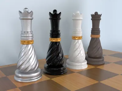 Queen 3D Luxury Chess Pieces 3D Print Model 3D print model