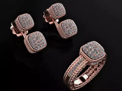 Ring and Earrings 65 3D print model