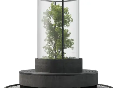 Urban Indoor plant set 366 - office garden bench Low-poly 3D model