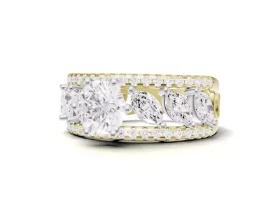 Stackable Marquise and Pave Diamond Engagement Pointer Band 3D print model
