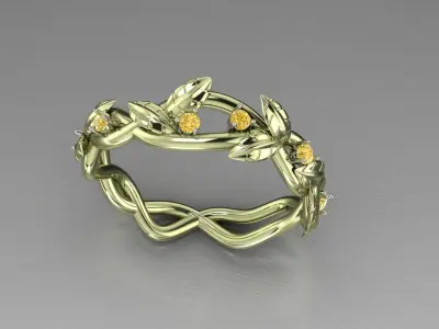 Branch Leaf Diamond Ring 3D print model