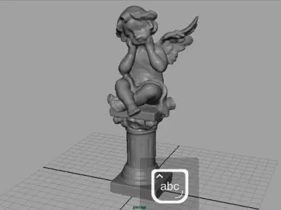 Angel statue of gargoyle Low-poly 3D model