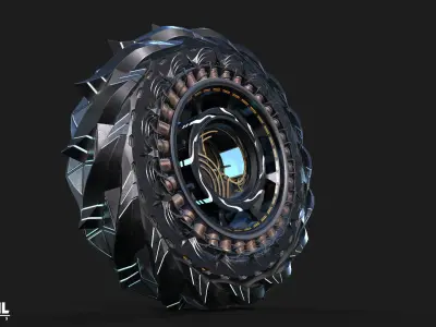 Sci Fi Wheel Car Low-poly 3D model