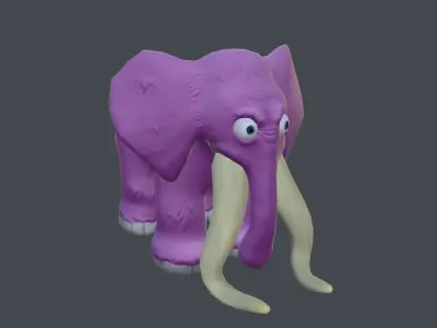 Low poly elephant mammoth Low-poly 3D model