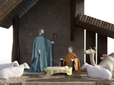 Nativity Scene Christmas Low-poly 3D model
