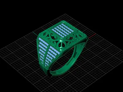 Print Ready STL 3DM  Gents Rings Diamond Men Ring  3D print model 217