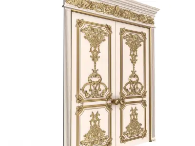 Carved Door Classic 0801 White Low-poly 3D model