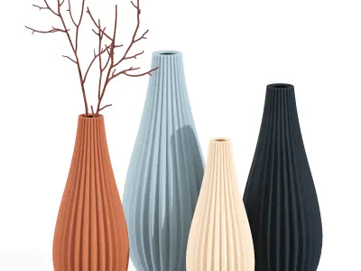Matte vase with wavy buds 3D model