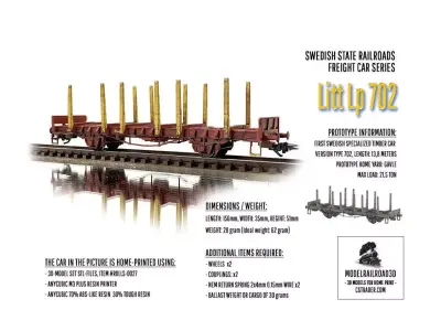 ROLLS-0031 Swedish SJ Litt Lp702 Stake Car H0-scale 3D print model