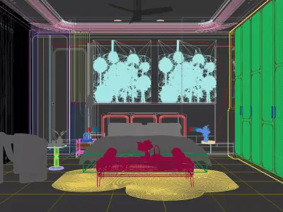 Luxury Modern Master Bedroom 3D Scene Photorealistic Interior 3D model