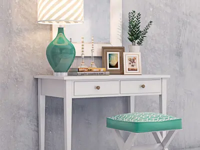 MODERN VANITY Dressing Table with Decorative Set 3D model