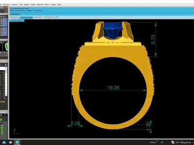 Luxury Square Signet Gemstone Ring Jewelry 3D Model  4820 3D print model