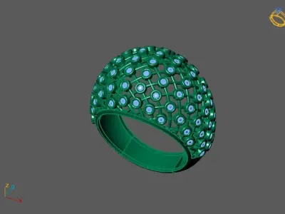 STL 3DM Print Ready Women Diamond Ring Lightweight Printable  3D print model 141