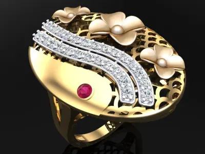  Mesh flower ring - Italian rings - Womens Rings - N6351 3D print model