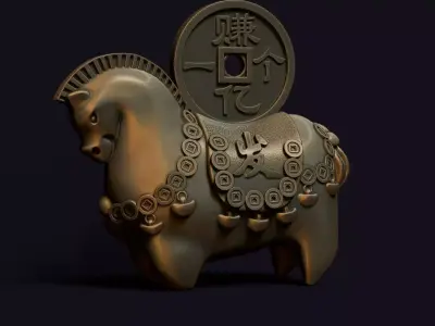 Statuette Money Horse 3D print model