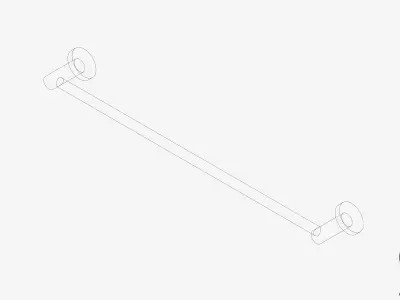 Towel Rail - Single - Luxury - Round - 600 - Round Plate Low-poly 3D model