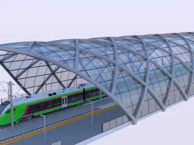 Station with Stadler Flirt 3D model