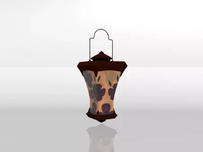 Painted-flowers Paper Lantern 3D model