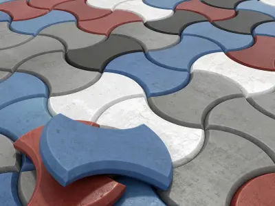 Paving stone color half Circle n2 3D model