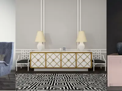 A large collection of furniture with a chest of drawers  3D model