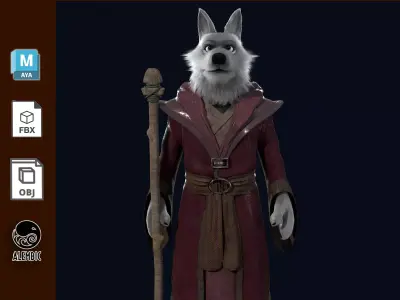  Cartoon Old Wolf NoRig  3D model
