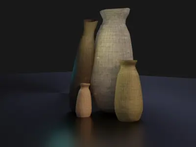 Long Pots  Low-poly 3D model