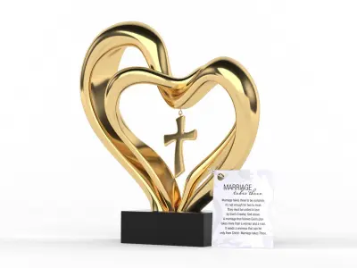Double Heart Wedding Cross 3D model