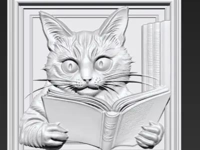 Cat Reading A36 3D print model