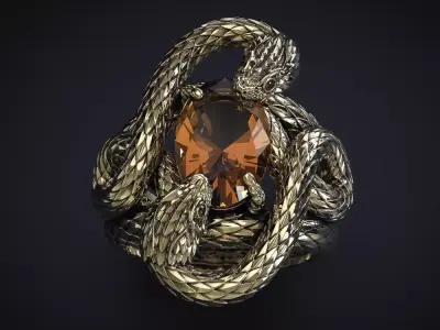 A RING WITH TWO SNAKES 3D print model