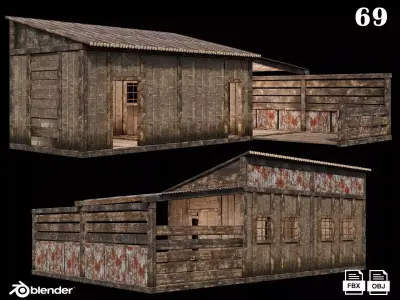 Medieval Houses 69- 4K Textures Game Ready Low-poly 3D model