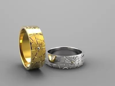 Ring two gold and silver wedding rings Free 3D print model