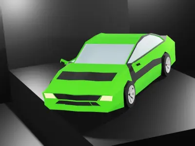 Lowpoly Sport Car - Neon Green Low-poly 3D model