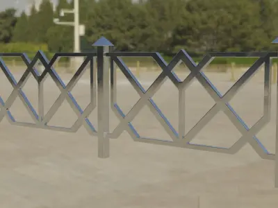  A set of Architectural Steel Fence and Lattice Low-poly 3D model