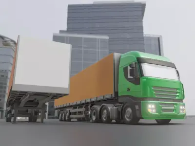 3-AXIS Truck with Semitrailer High-Poly Version 3D model