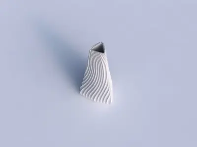 Vase puffy tipped triangle with wavy extruded lines 4 3D print model