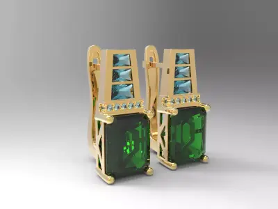 Emerald Princess earrings 3D print model