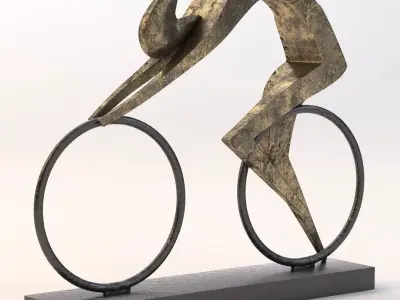 Cyclist Bronze Sculpture 3D model