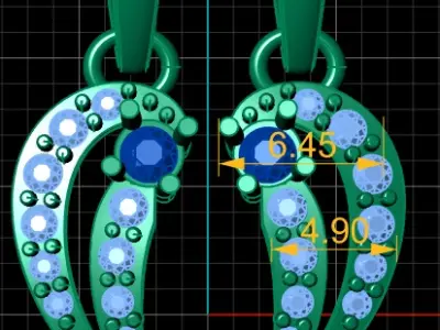 WINGS STYLE DIAMOND EARRING 3D PRINTABLE MODEL 3D print model