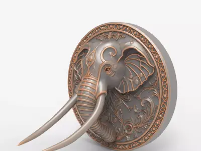 Elephant Head Ornate Relief Model for CNC Router 3D Printing 3D print model
