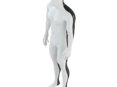 Male Sports Mannequin Half Black Half White 118 3D model