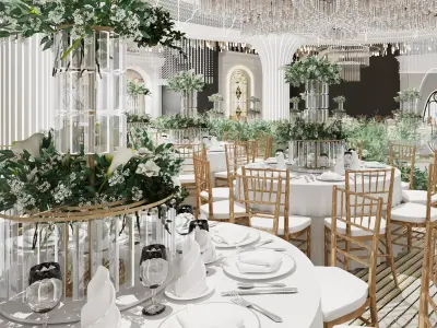 banquet hall Low-poly 3D model