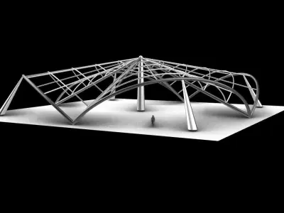 Architectural Tensile Structure 4 sides 3D model