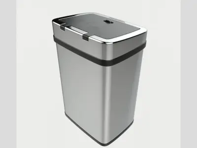Modern Metal Trash Can Low Poly High Poly 3D model