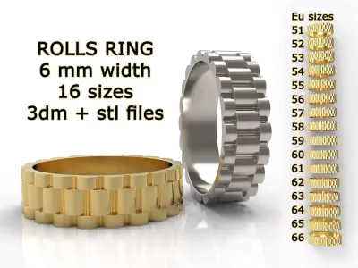 Rolls ring width 6 mm 3D print model